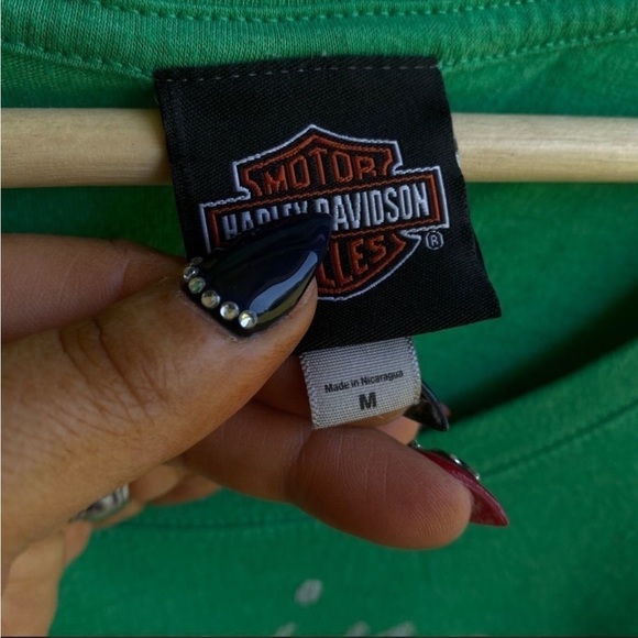 Harley Davidson green apple rough riders tshirt size medium - Picture 2 of 5